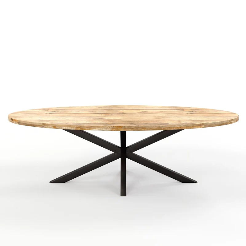 Table à manger ovale en bois massif avec pied noir - FLAVIA
