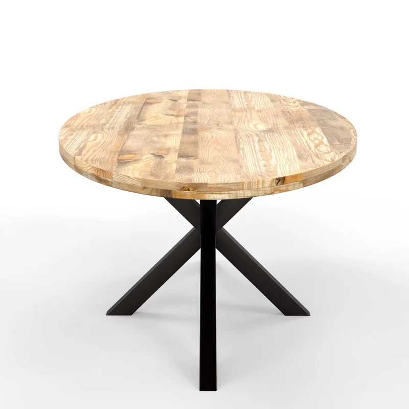 Table à manger ovale en bois massif avec pied noir - FLAVIA
