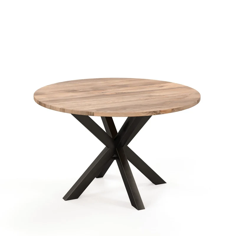 Table ronde en bois massif avec pied noir H76cm - SPRING