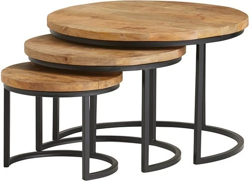 Set de 3 Tables basses en bois massif - DOLCE