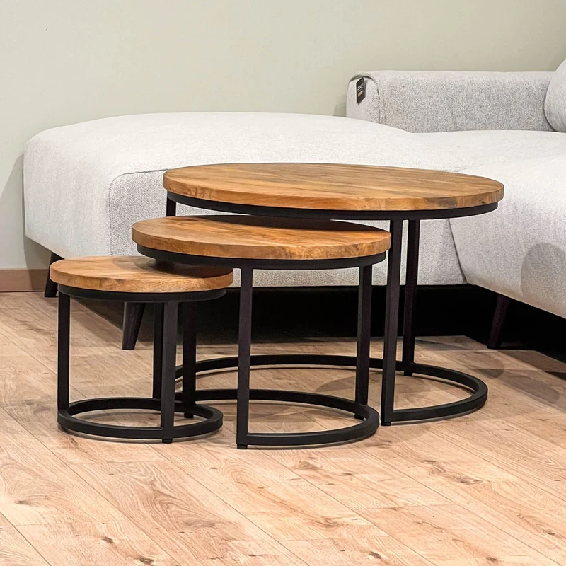 Set de 3 Tables basses en bois massif - DOLCE