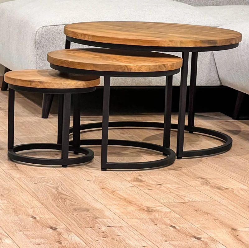 Set de 3 Tables basses en bois massif - DOLCE