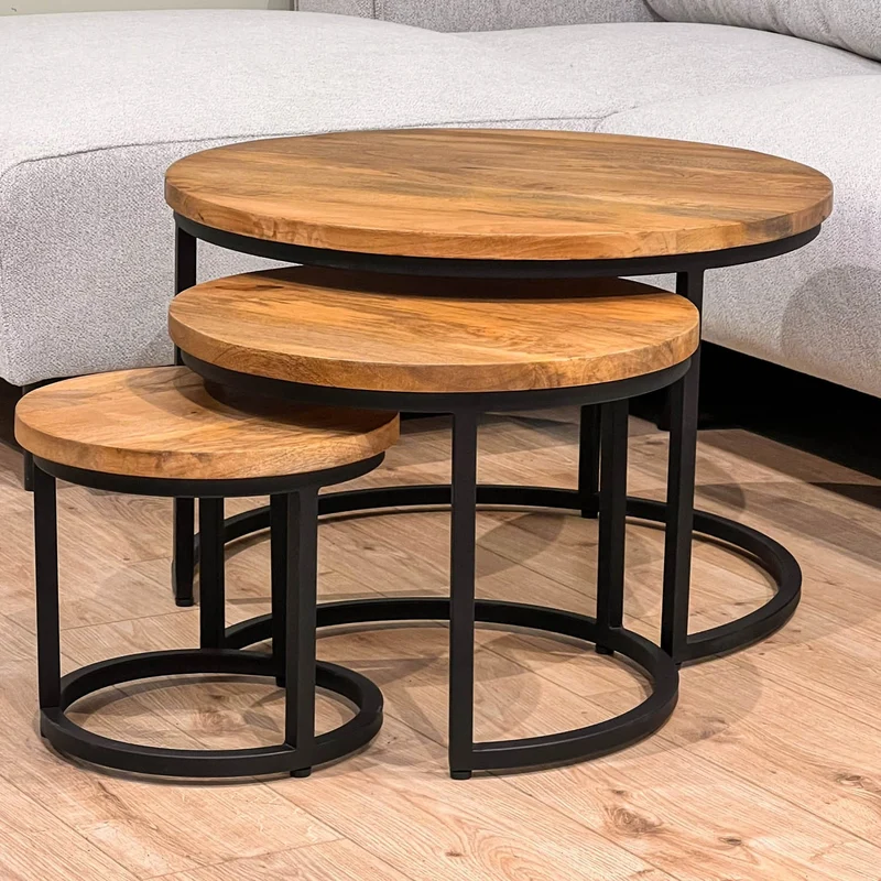 Set de 3 Tables basses en bois massif - DOLCE