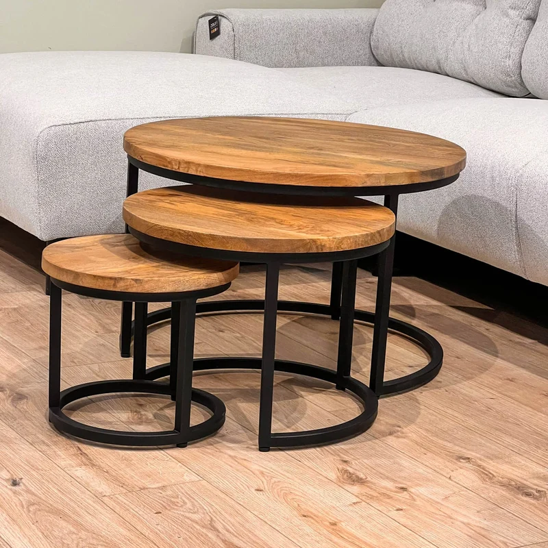Set de 3 Tables basses en bois massif - DOLCE