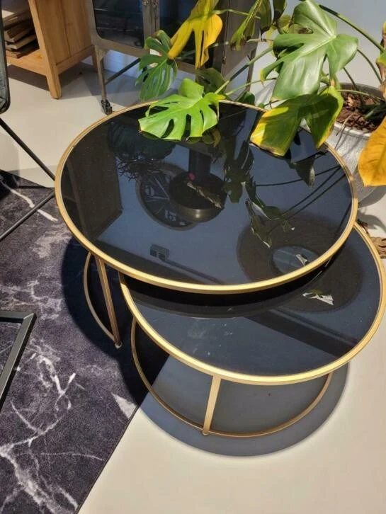 Set 2 tables basses , plateau en vrai marbre - Slawek