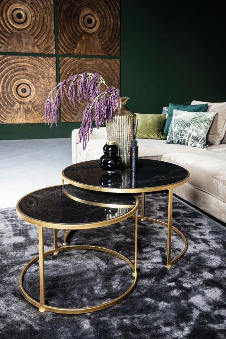 Set 2 tables basses , plateau en vrai marbre - Slawek