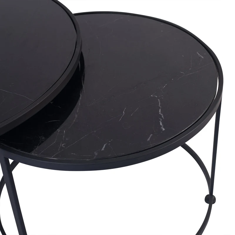 Set 2 tables basses , plateau en vrai marbre - Slawek