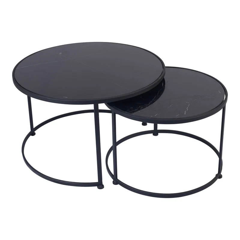 Set 2 tables basses , plateau en vrai marbre - Slawek