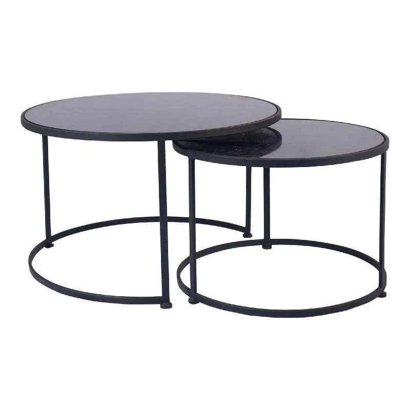 Set 2 tables basses , plateau en vrai marbre - Slawek