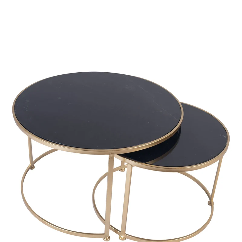 Set 2 tables basses , plateau en vrai marbre - Slawek