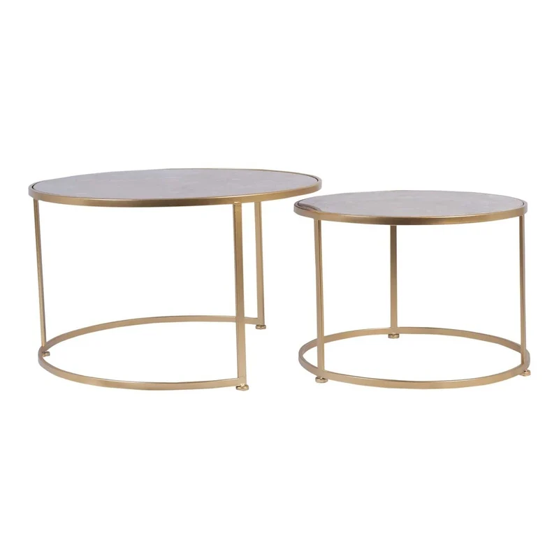 Set 2 tables basses , plateau en vrai marbre - Slawek