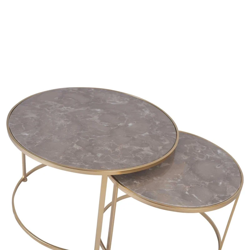 Set 2 tables basses , plateau en vrai marbre - Slawek