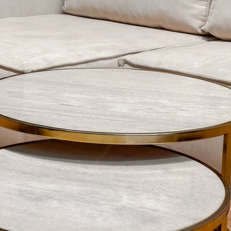 Set 2 tables basses , plateau en vrai marbre - Slawek