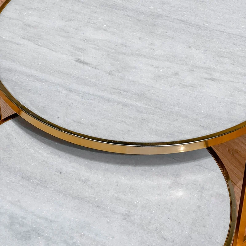 Set 2 tables basses , plateau en vrai marbre - Slawek