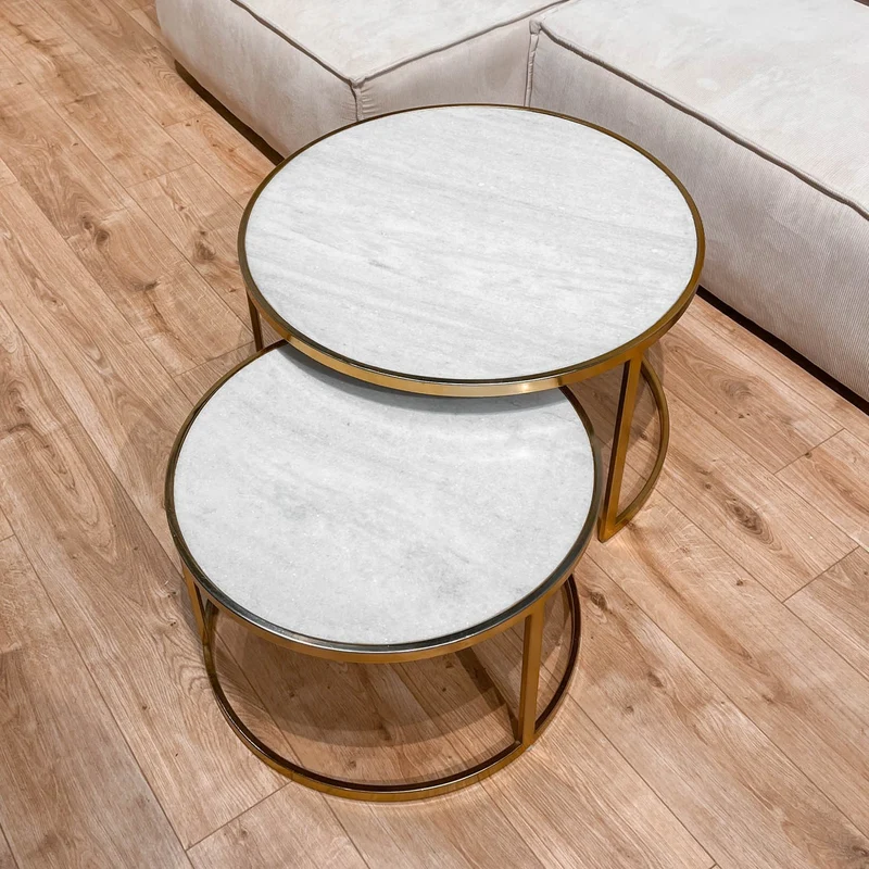 Set 2 tables basses , plateau en vrai marbre - Slawek