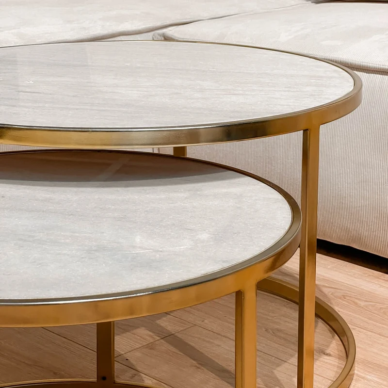 Set 2 tables basses , plateau en vrai marbre - Slawek