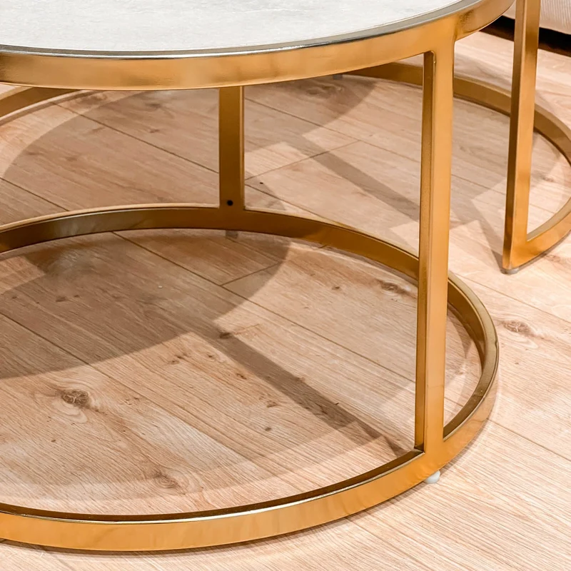 Set 2 tables basses , plateau en vrai marbre - Slawek
