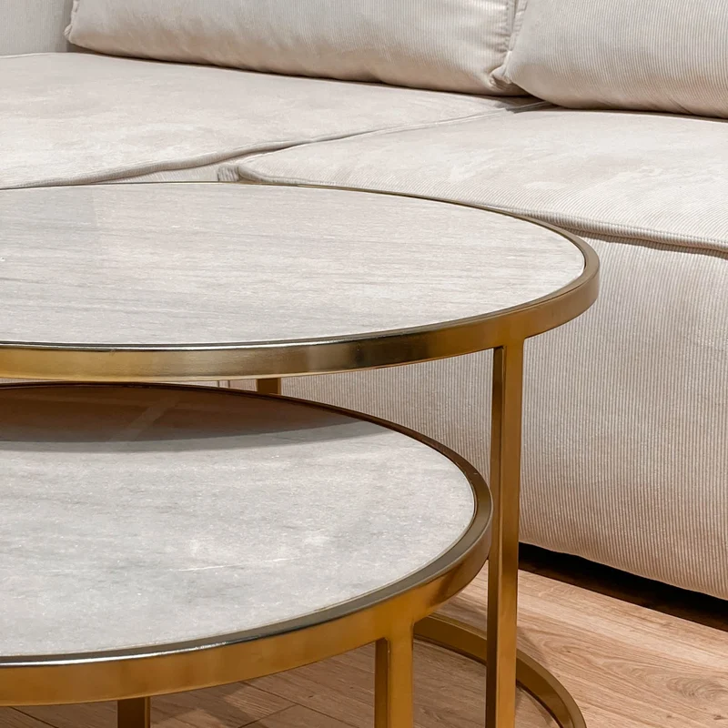 Set 2 tables basses , plateau en vrai marbre - Slawek