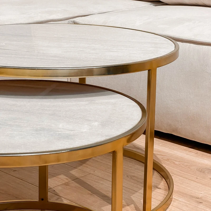 Set 2 tables basses , plateau en vrai marbre - Slawek