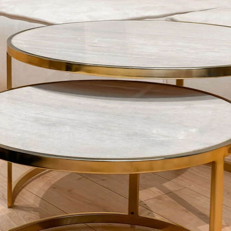 Set 2 tables basses , plateau en vrai marbre - Slawek