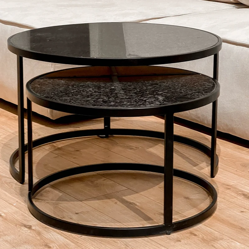 Set 2 tables basses , plateau en vrai marbre - Slawek