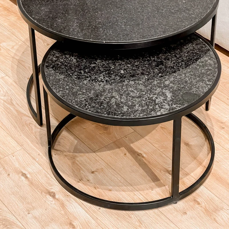 Set 2 tables basses , plateau en vrai marbre - Slawek