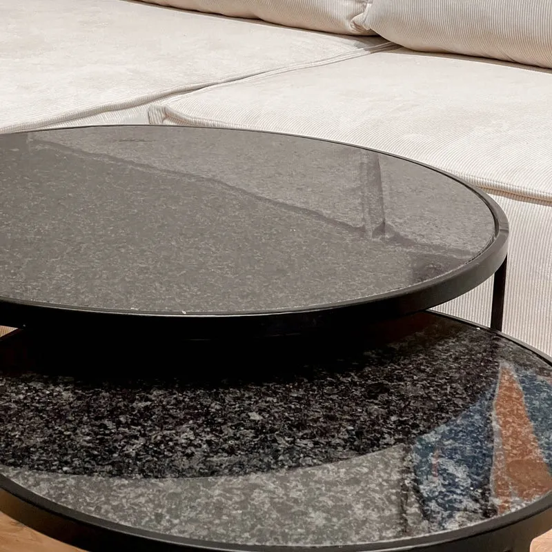 Set 2 tables basses , plateau en vrai marbre - Slawek