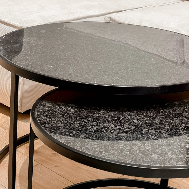 Set 2 tables basses , plateau en vrai marbre - Slawek