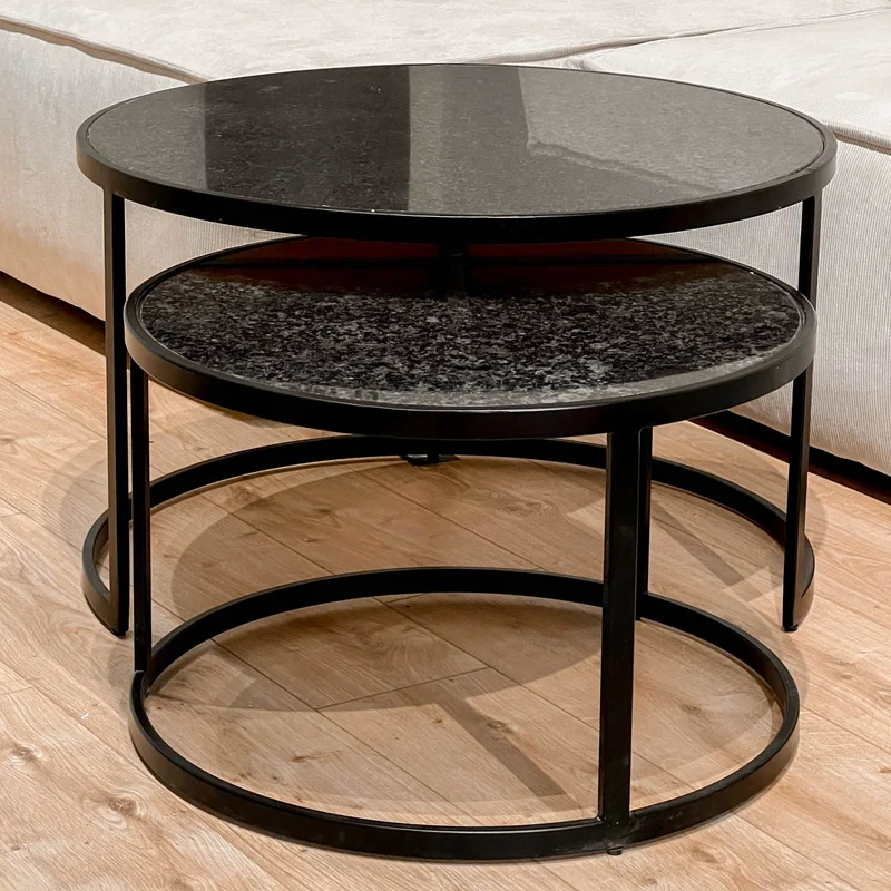 Set 2 tables basses , plateau en vrai marbre - Slawek