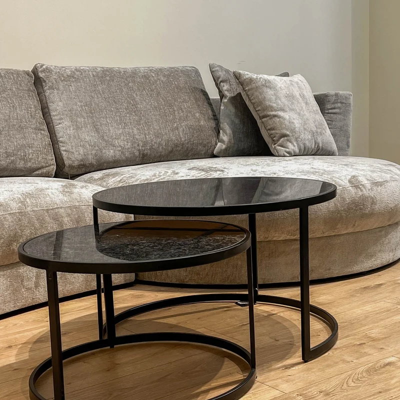 Set 2 tables basses , plateau en vrai marbre - Slawek