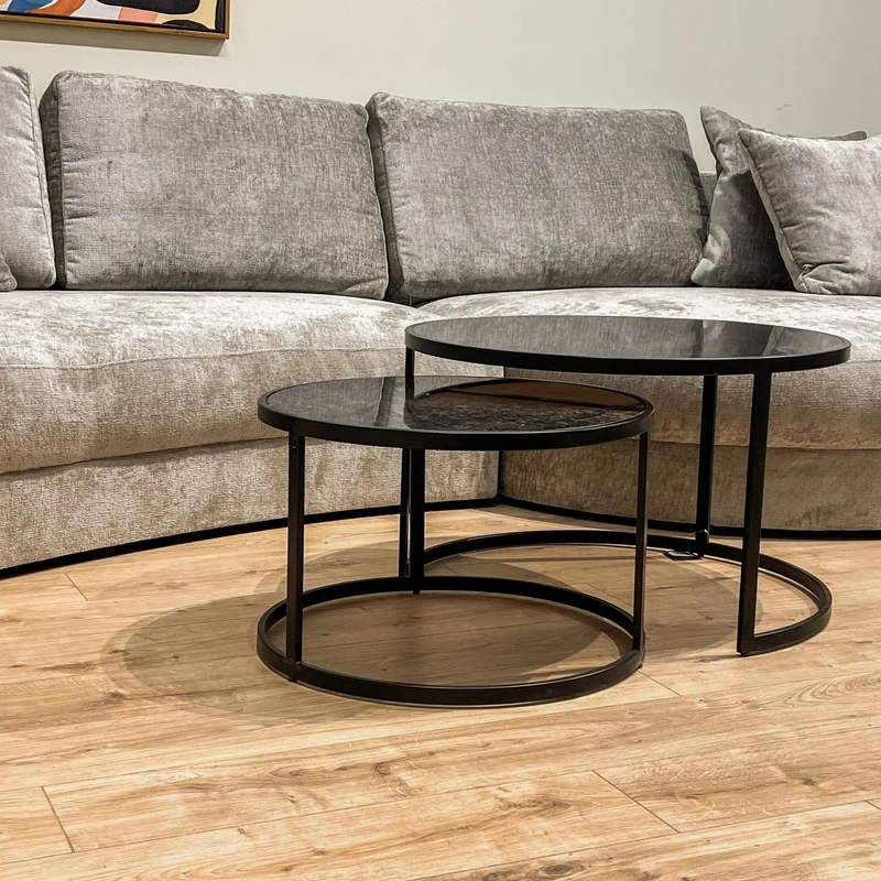 Set 2 tables basses , plateau en vrai marbre - Slawek