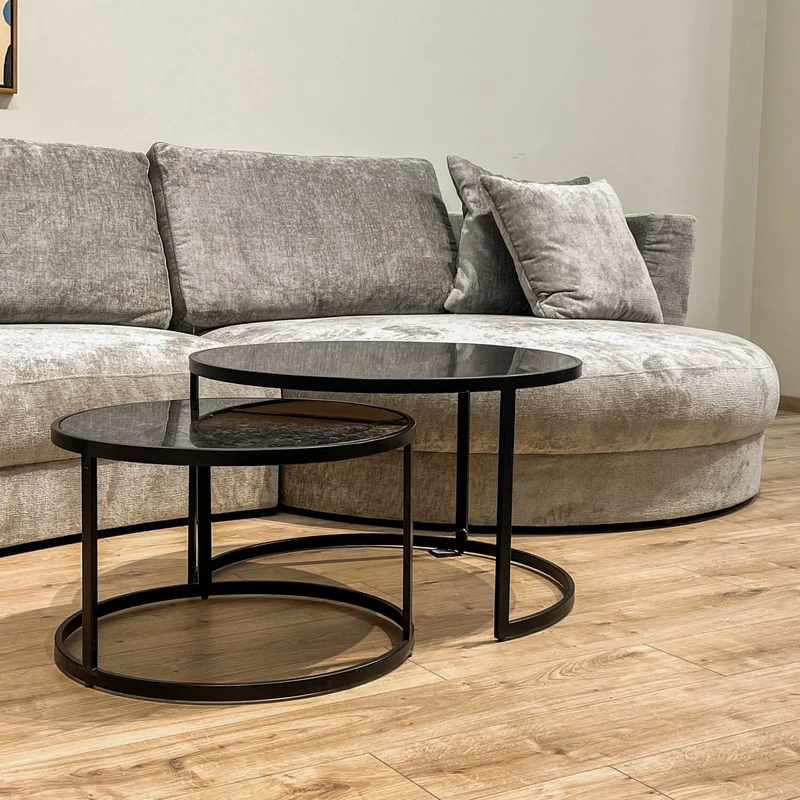 Set 2 tables basses , plateau en vrai marbre - Slawek