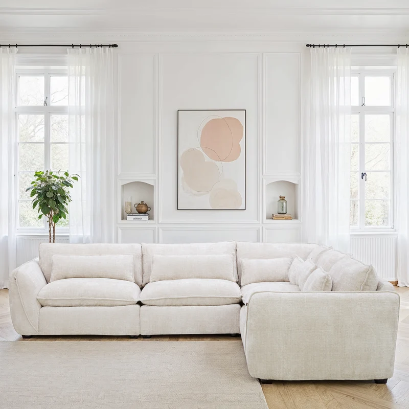 Grand Canapé d'Angle modulable 7 places en tissu 320x320xH90 cm -ANGELO