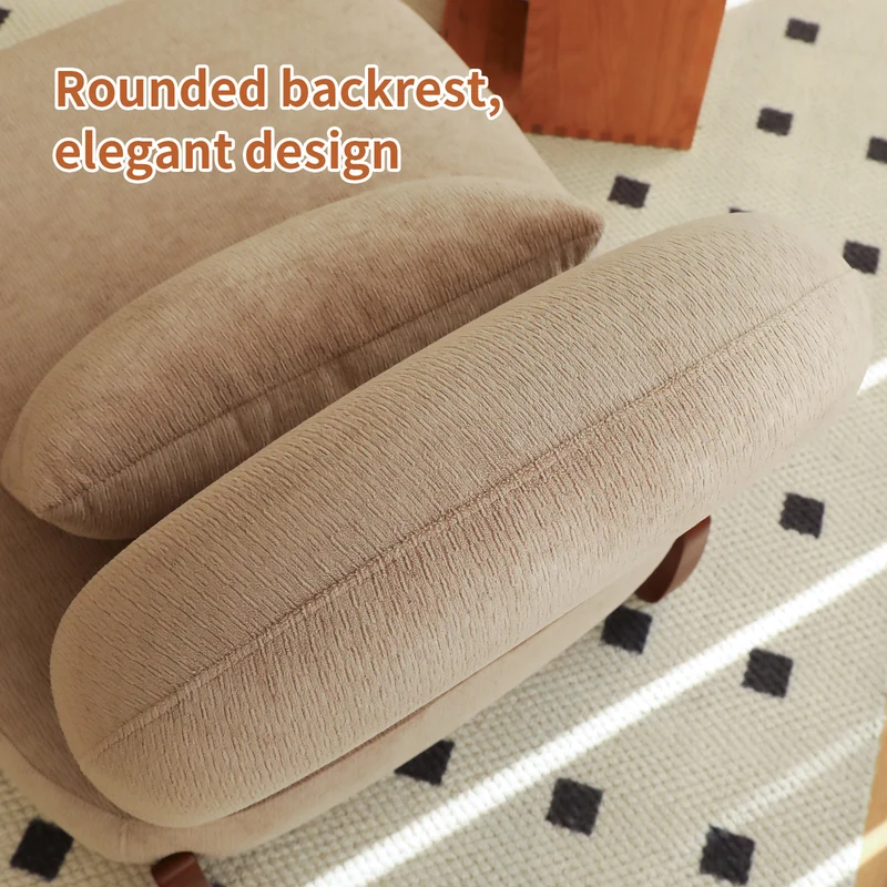 Fauteuil moderne camel revêtement en velours camel et pieds en bois massif FLEX STONE LINE