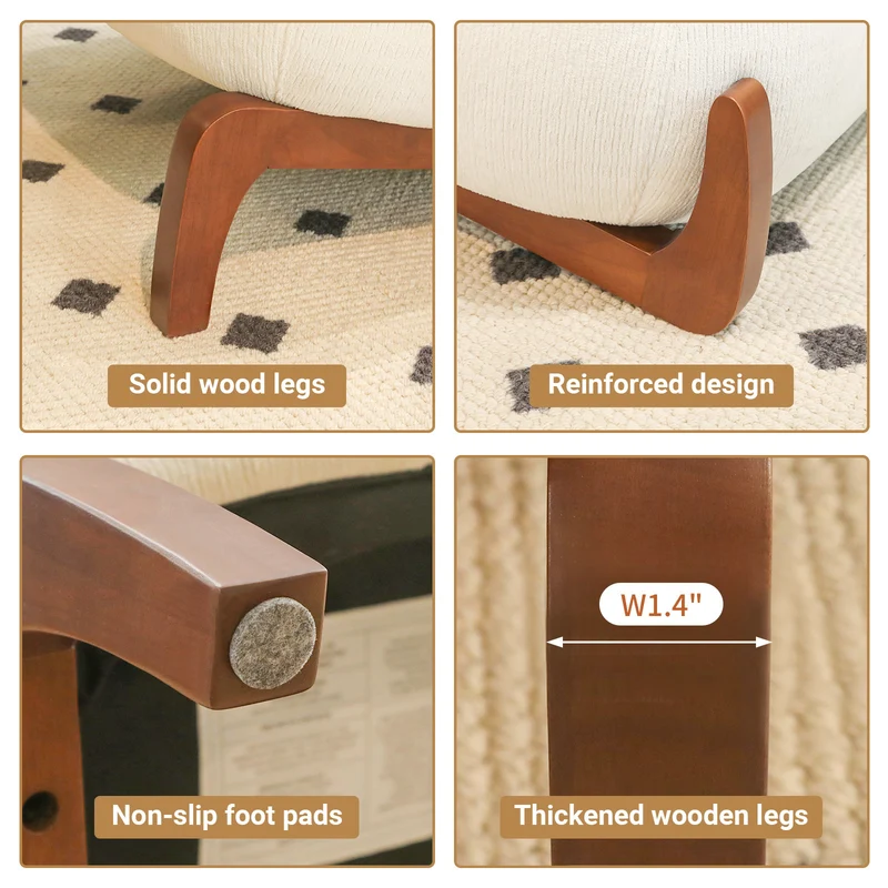 Fauteuil moderne blanc revêtement en tissu doux et pieds en bois massif FLOATING CHERRY LINE