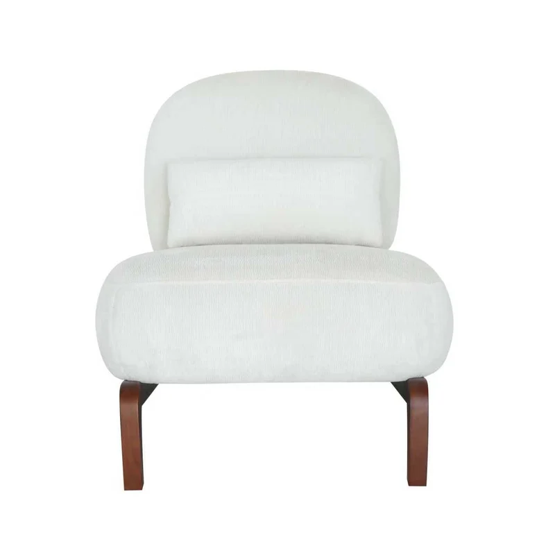 Fauteuil moderne blanc revêtement en tissu doux et pieds en bois massif FLOATING CHERRY LINE