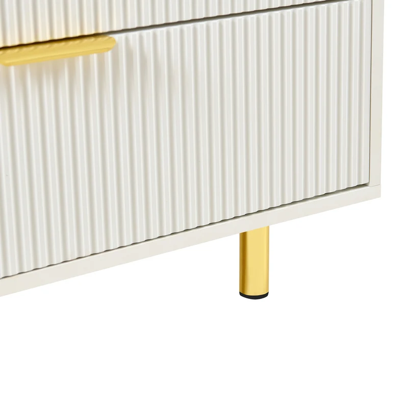 Buffet commode 6 tiroirs blanche accents dorés 120x40x72cm HALOICITY