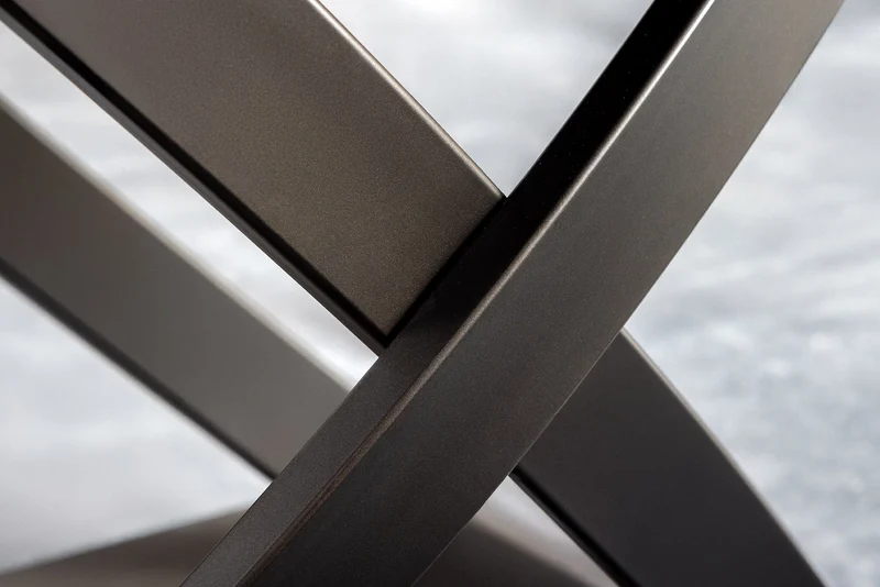 Table à manger extensible INCEPTION 130-190cm rouille ovale céramique structure bronze