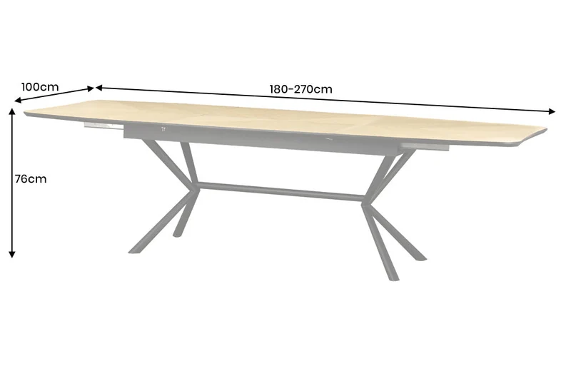 Table à manger extensible GRANDEZZA 180-270cm chêne naturel métal noir