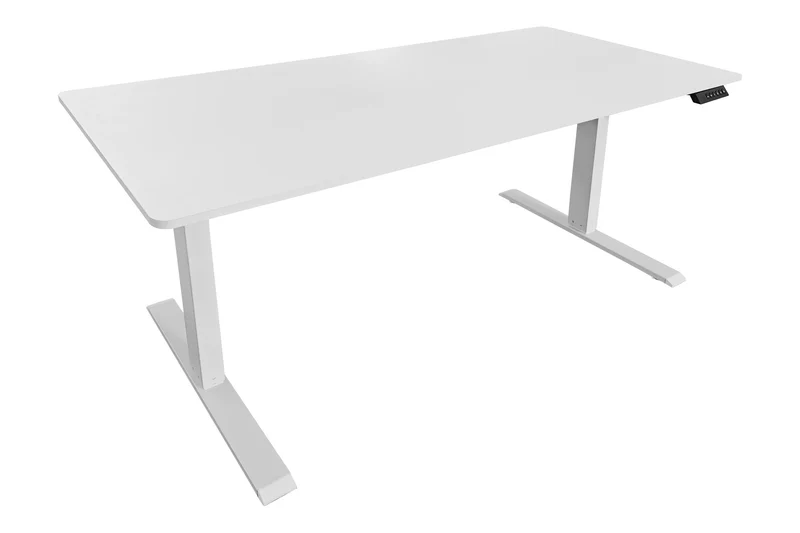 Bureau réglable en hauteur WHITE DESK Table de bureau structure métal blanc 140 cm