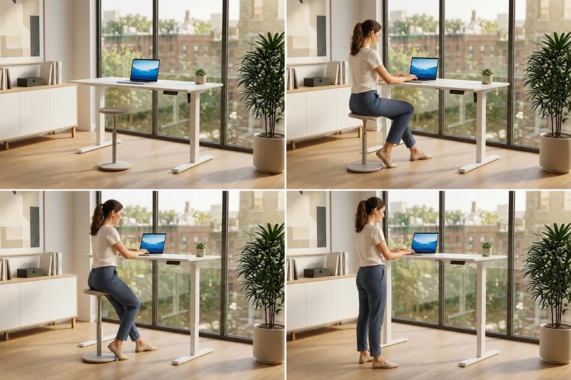 Bureau réglable en hauteur WHITE DESK Table de bureau structure métal blanc 140 cm