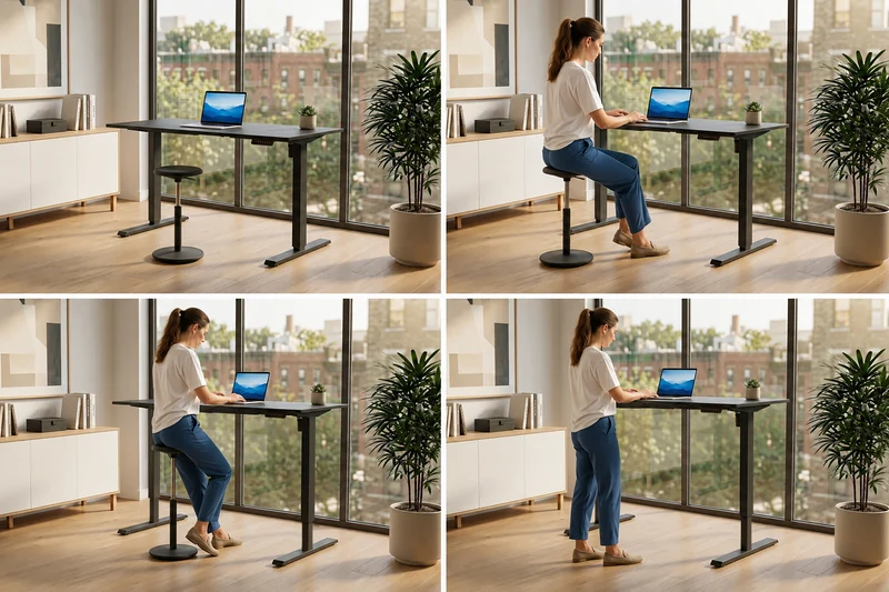 Bureau réglable en hauteur BLACK DESK 140cm structure métal noir anthracite