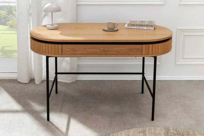 Bureau moderne ATELIER table console 120cm chêne naturel noir avec tiroir