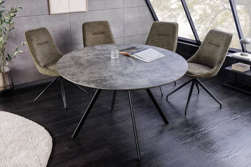 Table à manger ronde ATELIER 100cm béton gris design métal noir
