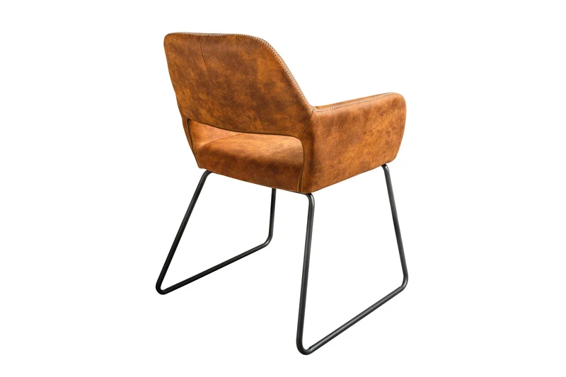 Chaise design MUSTANG en microfibre marron antique avec accoudoirs