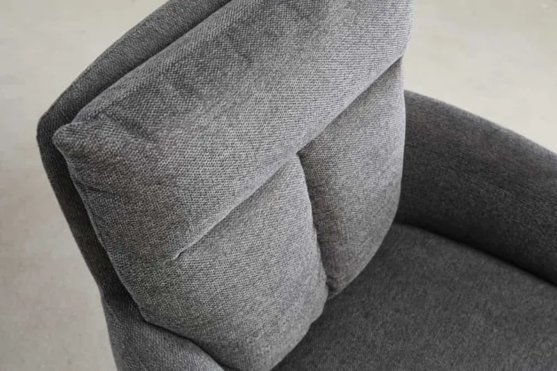 Lot de 2x chaises pivotante rétro BIG GEORGE grise avec accoudoirs et rembourrage à ressorts Bonnell