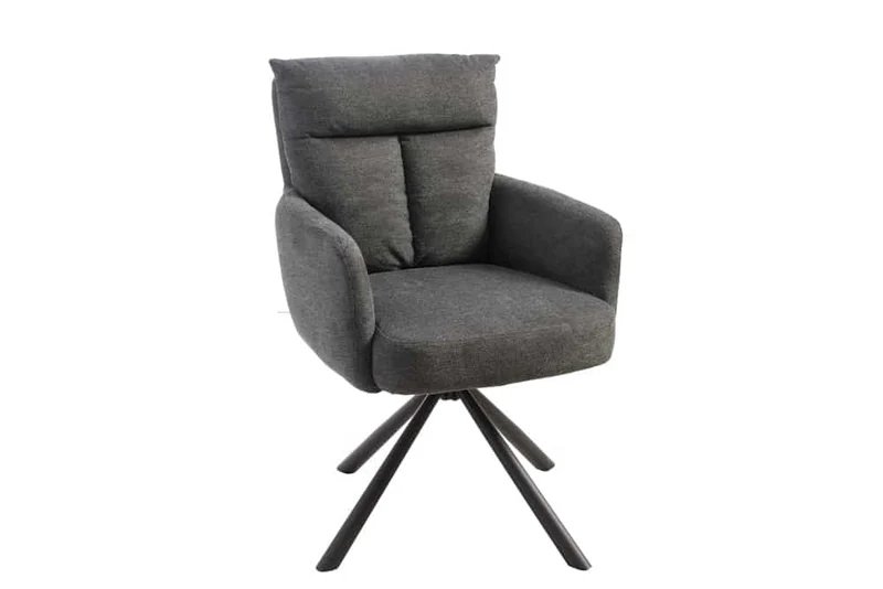 Lot de 2x chaises pivotante rétro BIG GEORGE grise avec accoudoirs et rembourrage à ressorts Bonnell