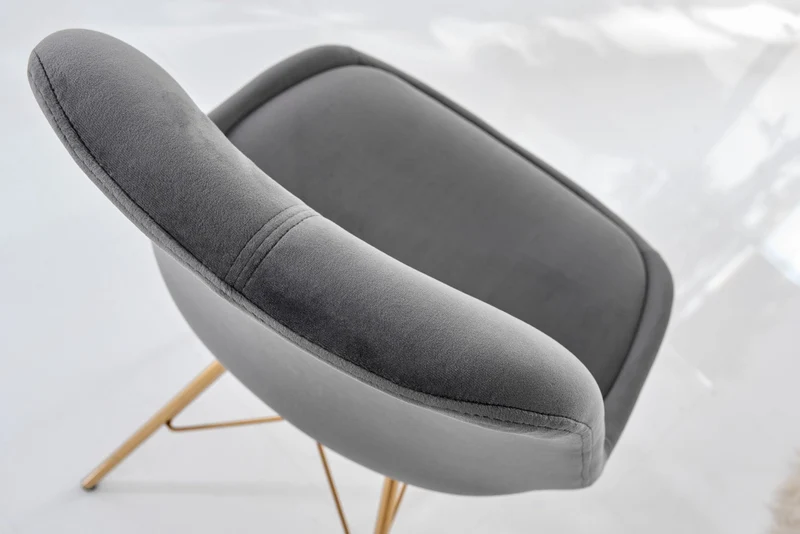 Lot de 2x chaises design SCANDINAVIA MEISTERSTÜCK velours gris foncé pieds dorés