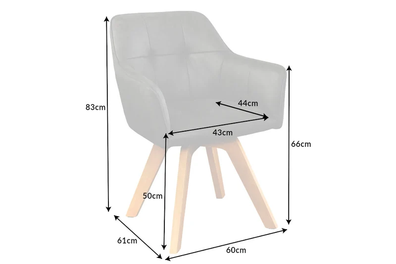 Lot de 2x chaises design LOFT gris antique en microfibre pivotante en bois de hêtre massif avec accoudoirs