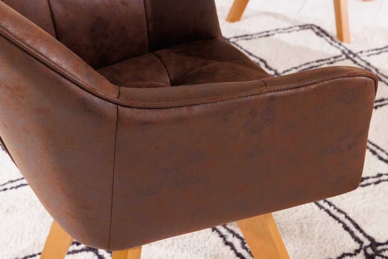Lot de 2x chaises design LOFT pivotante en microfibre marron antique en hêtre massif avec accoudoirs